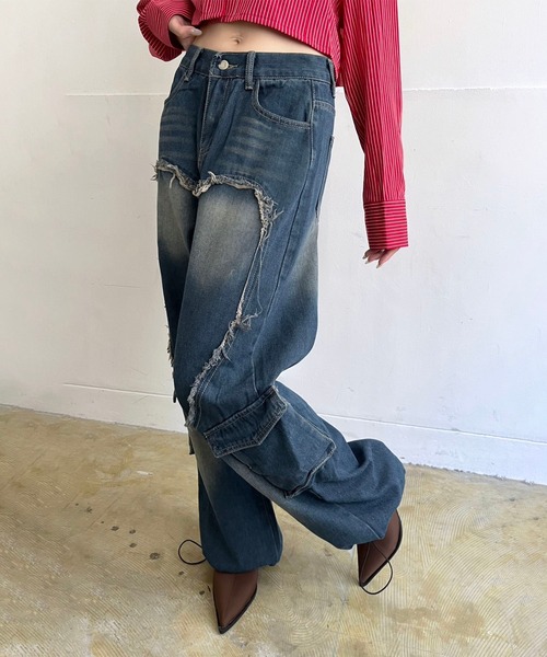Jewelobe(ジュエローブ)の「ビッグハートシェイプカーゴデニムパンツ(デニムパンツ・レディース・ブルー・L/M)」の20枚目の写真