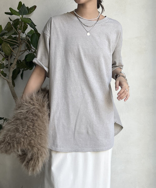 DouDou（ドゥドゥ）の「【WEB限定】ピグメントロゴTEE（Tシャツ/カットソー・レディース・ベージュ/ピンク/グレー・FREE）」の22枚目の写真