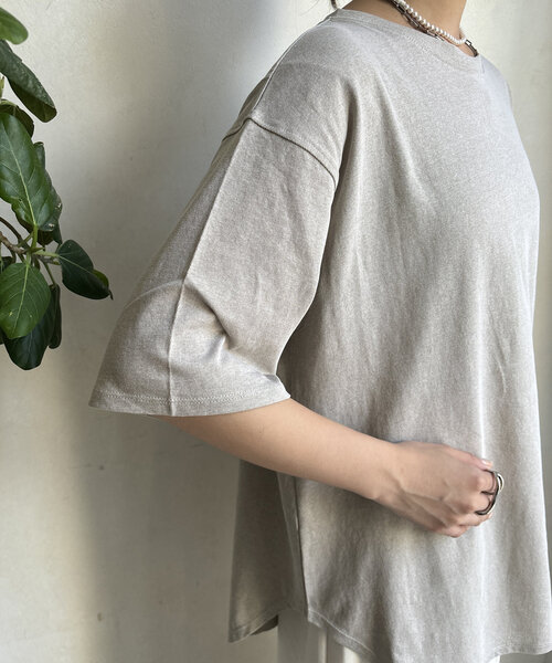 DouDou（ドゥドゥ）の「【WEB限定】ピグメントロゴTEE（Tシャツ/カットソー・レディース・ベージュ/ピンク/グレー・FREE）」の14枚目の写真