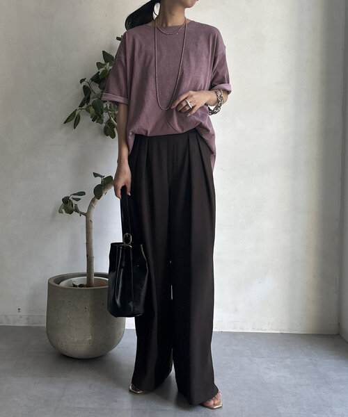 DouDou（ドゥドゥ）の「【WEB限定】ピグメントロゴTEE（Tシャツ/カットソー・レディース・ベージュ/ピンク/グレー・FREE）」の9枚目の写真