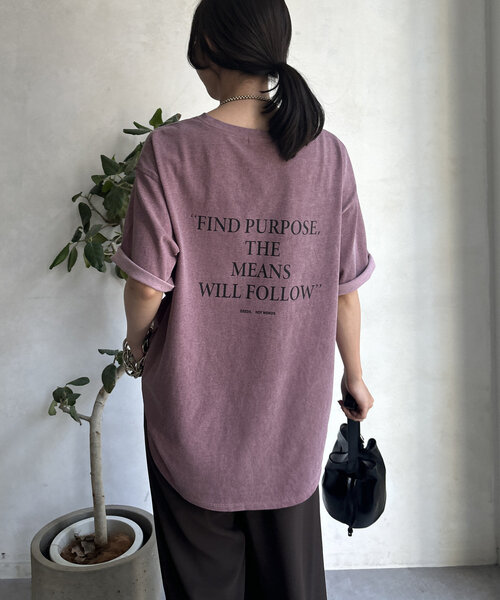 DouDou（ドゥドゥ）の「【WEB限定】ピグメントロゴTEE（Tシャツ/カットソー・レディース・ベージュ/ピンク/グレー・FREE）」の7枚目の写真