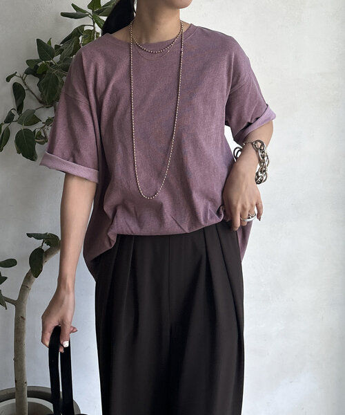 DouDou（ドゥドゥ）の「【WEB限定】ピグメントロゴTEE（Tシャツ/カットソー・レディース・ベージュ/ピンク/グレー・FREE）」の6枚目の写真