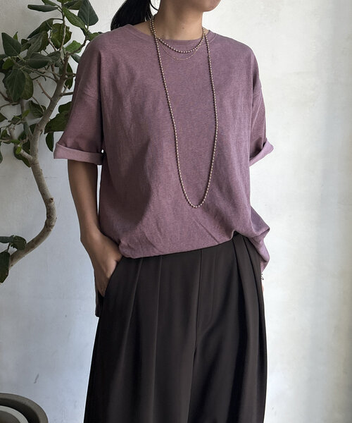 DouDou（ドゥドゥ）の「【WEB限定】ピグメントロゴTEE（Tシャツ/カットソー・レディース・ベージュ/ピンク/グレー・FREE）」の5枚目の写真