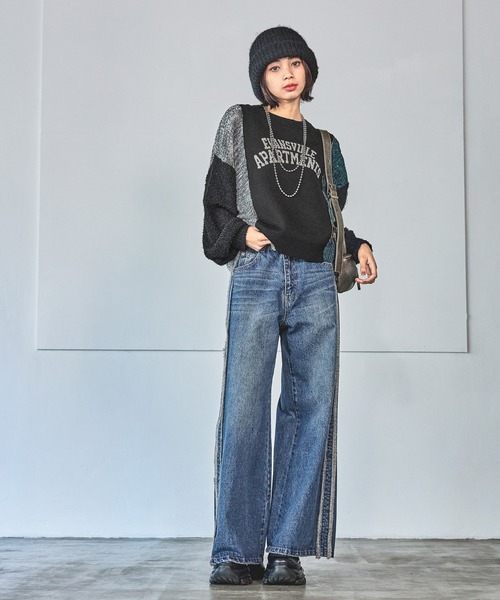 セール】フリンジラインデニムパンツ（デニムパンツ）｜PAGEBOY