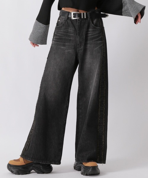 PAGEBOY（ページボーイ）の「フリンジラインデニムパンツ（デニムパンツ・レディース・ブラック/ブルー・SMALL/MEDIUM）」の18枚目の写真