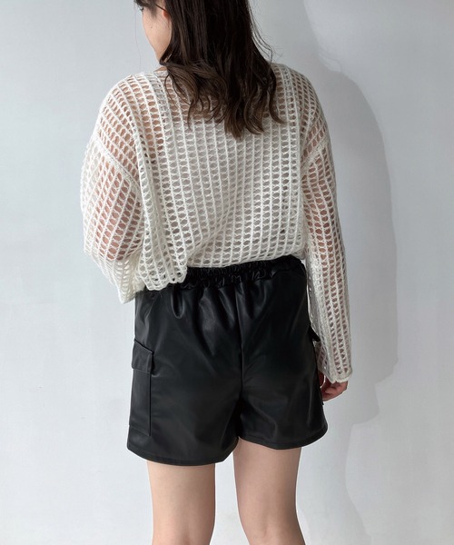 AS KNOW AS plus（アズノゥアズプラス）の「◇メッシュゆるビッグサイズニットプルオーバー（ニット/セーター・レディース・スミクロ/ブルー/オフホワイト/レッド・FREE）」の16枚目の写真
