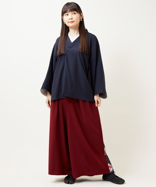 カヤ（カヤ）の「【カヤ】四季 冬装い八掛ワイドパンツ（その他パンツ・レディース・ネイビー/グリーン/レッド/ブラック/バーガンディー・FREE）」の10枚目の写真