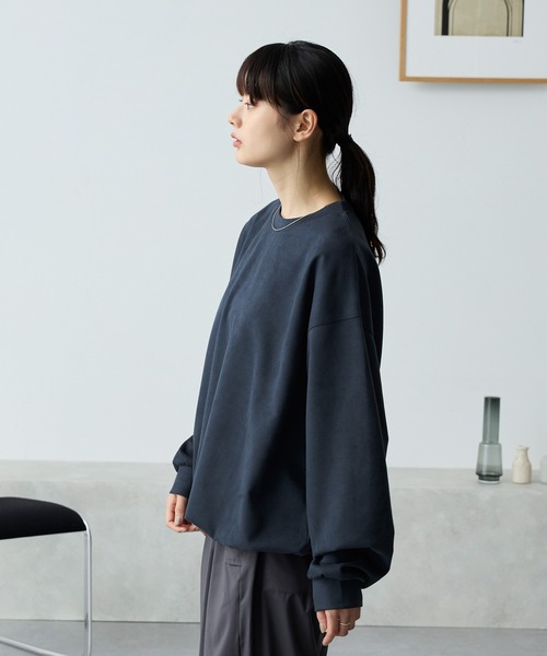 MONO-MART(モノマート)の「ドローコードブラッシュドオーバーサイズプルオーバー(Tシャツ/カットソー・メンズ・グレイッシュブルー/ダークグレー/ネイビー/ブラウン/ブラック/アイボリー・M/L)」の20枚目の写真