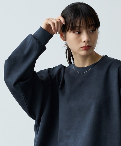 MONO-MART(モノマート)の「ドローコードブラッシュドオーバーサイズプルオーバー(Tシャツ/カットソー・メンズ・グレイッシュブルー/ダークグレー/ネイビー/ブラウン/ブラック/アイボリー・M/L)」の22枚目の写真