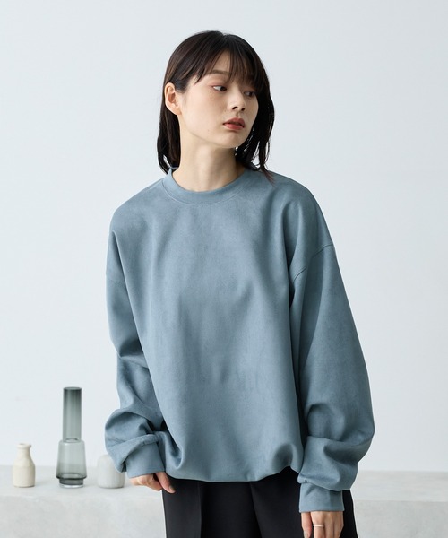 MONO-MART(モノマート)の「ドローコードブラッシュドオーバーサイズプルオーバー(Tシャツ/カットソー・メンズ・グレイッシュブルー/ダークグレー/ネイビー/ブラウン/ブラック/アイボリー・M/L)」の13枚目の写真