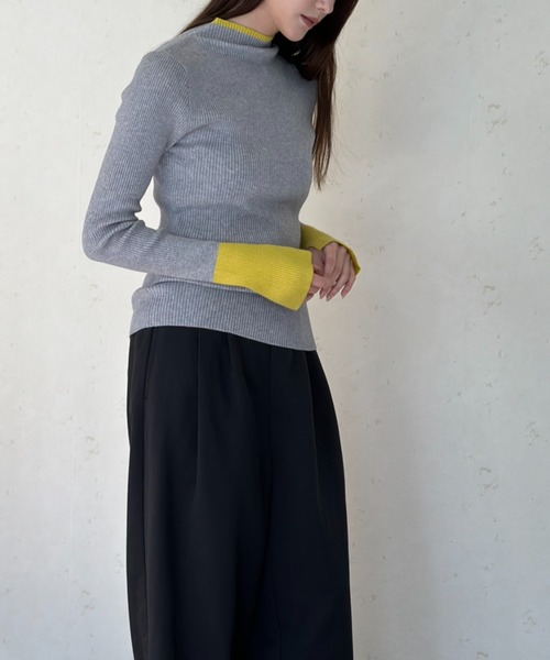 Per sist ence（パーシエンス）の「袖口配色スリットハイネックリブニット/手洗い可（ニット/セーター・レディース・チャコールグレー/ブラック/グレー/アイボリー・FREE）」の14枚目の写真