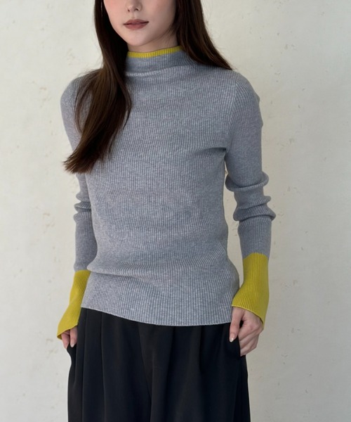 Per sist ence（パーシエンス）の「袖口配色スリットハイネックリブニット/手洗い可（ニット/セーター・レディース・チャコールグレー/ブラック/グレー/アイボリー・FREE）」の21枚目の写真