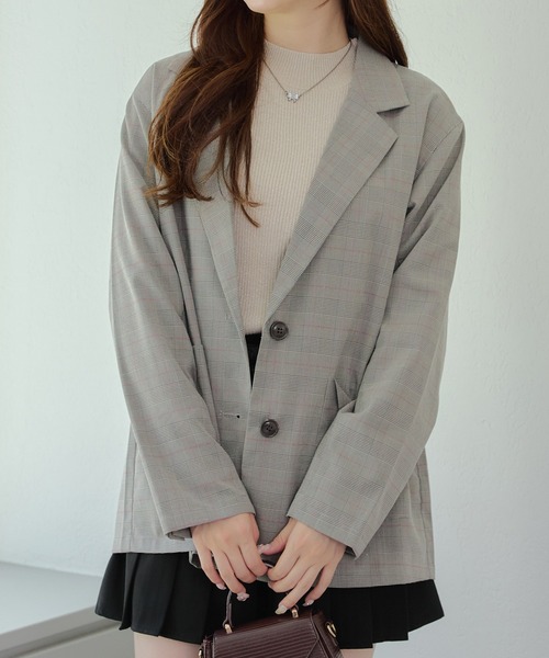 Another Branch olive des olive(アナザーブランチオリーブデオリーブ)の「テーラージャケット(その他アウター・レディース・ブラウン/チャコールグレー/チェック・FREE)」の3枚目の写真