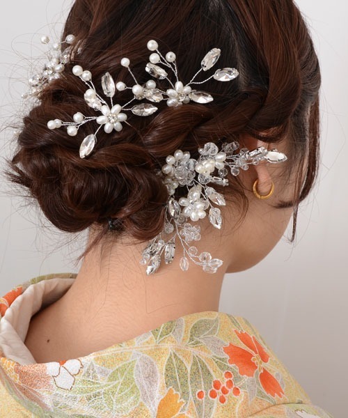 セール】【float】ストーン ビジュー キラキラ パール Uピン【5本