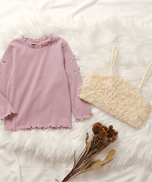 セール】ファービスチェ×袖リボンTシャツ2Pセット（Tシャツ/カットソー  