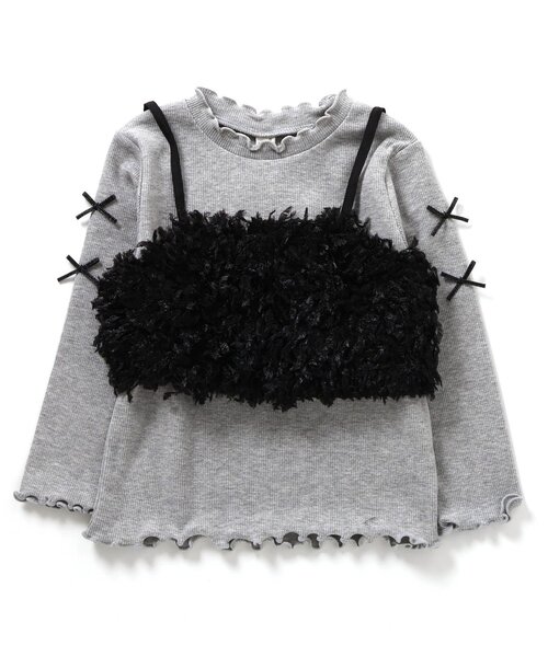apres les cours(アプレレクール)の「ファービスチェ×袖リボンTシャツ2Pセット(Tシャツ/カットソー・キッズ・グレー/ピンク・90/100/110/120/130/140)」の8枚目の写真