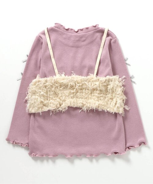 apres les cours(アプレレクール)の「ファービスチェ×袖リボンTシャツ2Pセット(Tシャツ/カットソー・キッズ・グレー/ピンク・90/100/110/120/130/140)」の12枚目の写真