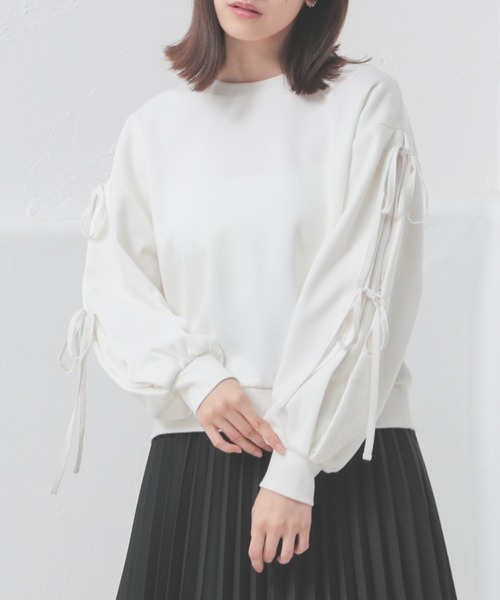 セール】袖リボンゆるトップス（Tシャツ/カットソー）｜Honeys  