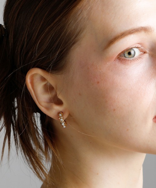 JewCas ガラス＆パールリングONEMORE フープエアフィットイヤリング[JC4750]（イヤリング）｜JewCas（ジュアキャス）