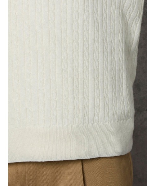Perfect Suit FActory（パーフェクトスーツファクトリー）の「ケーブル編み　Vネックプルオーバーニット　ホワイト/パープル（ニット/セーター・メンズ・オフホワイト/ダークパープル・LL/M/L）」の8枚目の写真