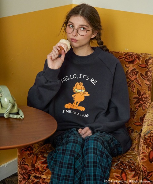 90s USA製 ガーフィールド プリントスウェット グリーン vintage 90s Garfieldガーフィールド スウェット 緑 - Sixpacjoe Web Shop