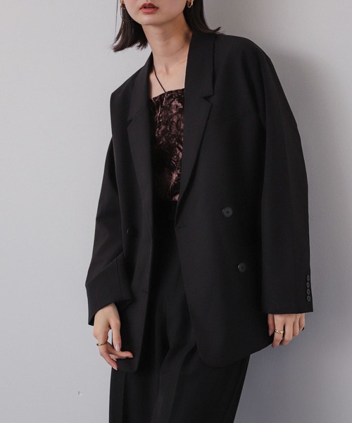 SENSE OF PLACE by URBAN RESEARCH（センスオブプレイスバイアーバンリサーチ）の「ダブルテーラードジャケット（テーラードジャケット・レディース・ブラック/ブラウン系その他/グレー・ONE）」の4枚目の写真