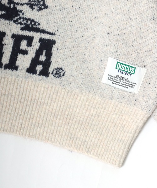 DISCUS ATHLETIC（ディスカス　アスレチック）の「DISCUS ATHLETIC×U.S.COLLEGE　ユニバーサルカレッジコラボ ジャガード編みニットプルオーバートップス レディース メンズ ユニセックス/セーター（ニット/セーター・レディース・スミクロ/ネイビー/マスタード/グリーン/ホワイト系その他/アイボリー/グレー/ネイビー系2・M）」の18枚目の写真