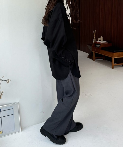 LE MORE（リモア）の「ヘビーウェイトオーバーシャツジャケット（シャツ/ブラウス・レディース・ブラック/アイボリー・FREE）」の13枚目の写真