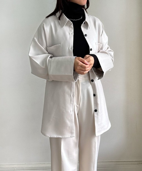 LE MORE（リモア）の「ヘビーウェイトオーバーシャツジャケット（シャツ/ブラウス・レディース・ブラック/アイボリー・FREE）」の19枚目の写真