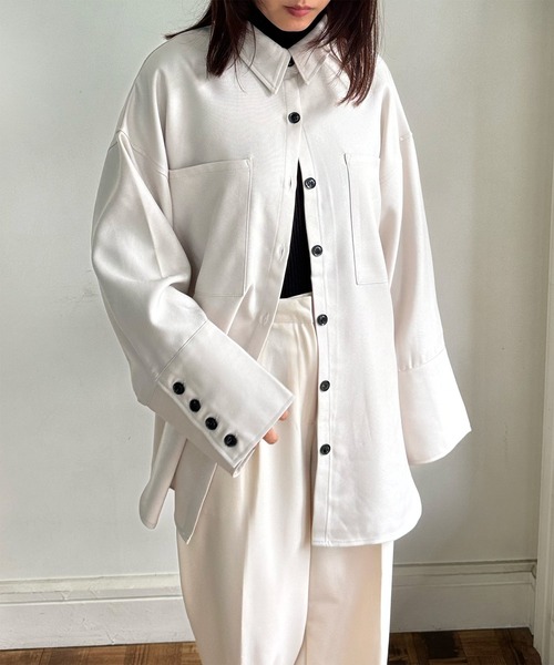 LE MORE（リモア）の「ヘビーウェイトオーバーシャツジャケット（シャツ/ブラウス・レディース・ブラック/アイボリー・FREE）」の21枚目の写真