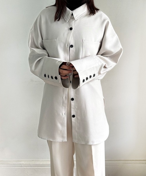 LE MORE（リモア）の「ヘビーウェイトオーバーシャツジャケット（シャツ/ブラウス・レディース・ブラック/アイボリー・FREE）」の22枚目の写真