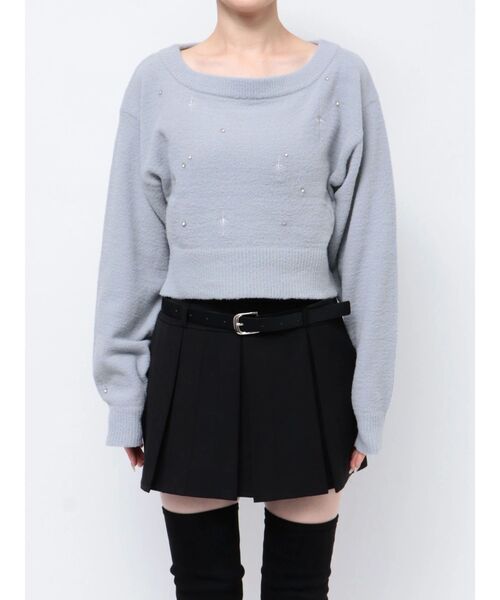 EMODA（エモダ）の「スパークビジューニット（ニット/セーター・レディース・グレー/ブラック/アイボリー・FREE）」の3枚目の写真