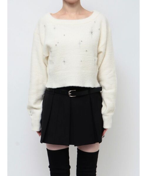 EMODA（エモダ）の「スパークビジューニット（ニット/セーター・レディース・グレー/ブラック/アイボリー・FREE）」の2枚目の写真