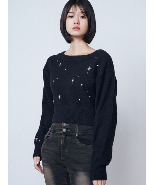 EMODA（エモダ）の「スパークビジューニット（ニット/セーター・レディース・グレー/ブラック/アイボリー・FREE）」の12枚目の写真