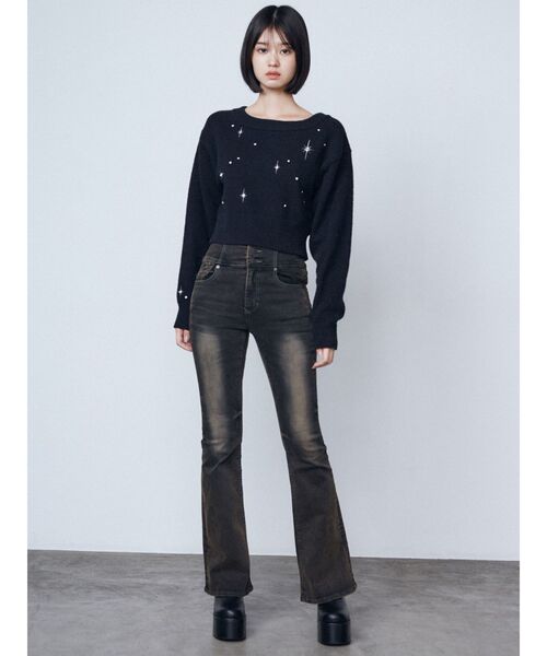 EMODA（エモダ）の「スパークビジューニット（ニット/セーター・レディース・グレー/ブラック/アイボリー・FREE）」の13枚目の写真