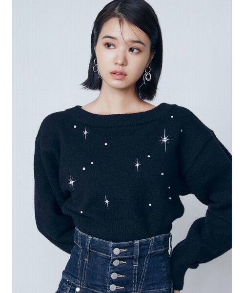 EMODA（エモダ）の「スパークビジューニット（ニット/セーター・レディース・グレー/ブラック/アイボリー・FREE）」の16枚目の写真