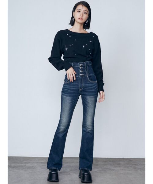 EMODA（エモダ）の「スパークビジューニット（ニット/セーター・レディース・グレー/ブラック/アイボリー・FREE）」の18枚目の写真