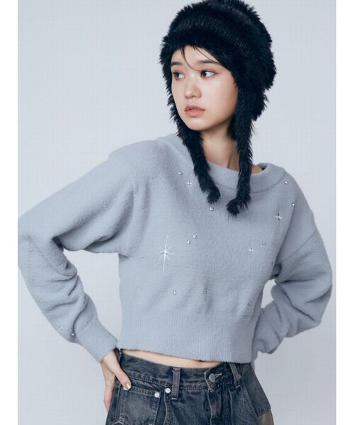 EMODA（エモダ）の「スパークビジューニット（ニット/セーター・レディース・グレー/ブラック/アイボリー・FREE）」の21枚目の写真