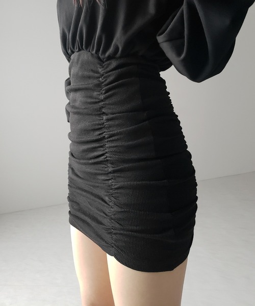 me+em select（ミームセレクト）の「【 ２color 】裏毛シャーリングスウェットミニワンピース ／ urake shirring sweat mini one piece（ワンピース・レディース・グレー/ブラック・FREE）」の11枚目の写真