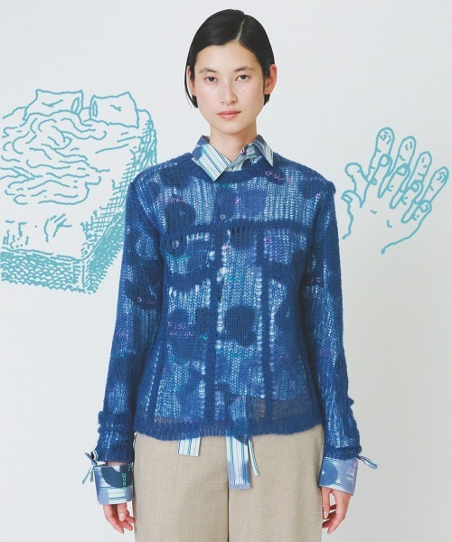 soduk（スドーク）の「【soduk】denim fluffy top（ニット/セーター・レディース・ブラック/ネイビー/ホワイト・ONE SIZE）」の3枚目の写真