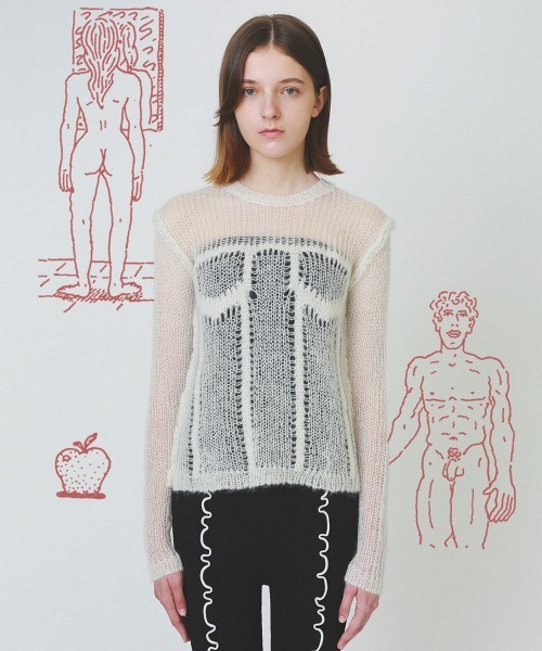 soduk（スドーク）の「【soduk】denim fluffy top（ニット/セーター・レディース・ブラック/ネイビー/ホワイト・ONE SIZE）」の2枚目の写真