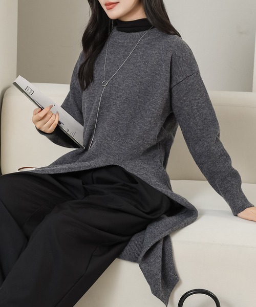 Lace Ladies(レースレディース)の「クルーネック サイド スリット ニット ワンピース(ワンピース・レディース・グレー/アイボリー/ブラック/グリーン・FREE)」の16枚目の写真