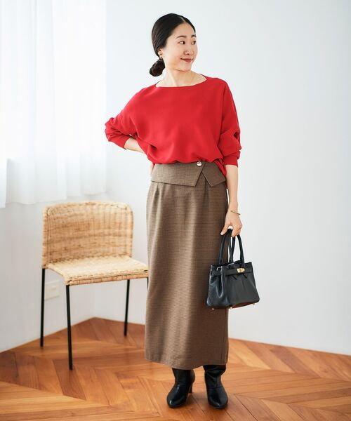 le.coeur blanc（ルクールブラン）の「裏起毛チェックストレートスカート（スカート・レディース・ベージュ系その他2/ブラウン系その他2・36/38）」の4枚目の写真