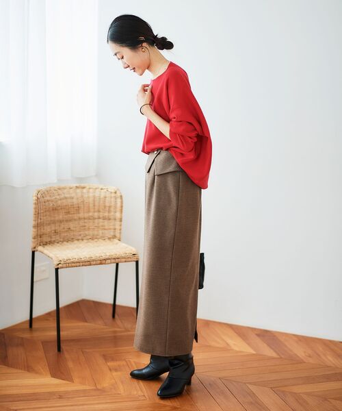 le.coeur blanc（ルクールブラン）の「裏起毛チェックストレートスカート（スカート・レディース・ベージュ系その他2/ブラウン系その他2・36/38）」の5枚目の写真