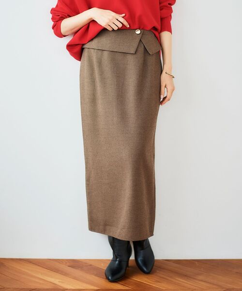 le.coeur blanc（ルクールブラン）の「裏起毛チェックストレートスカート（スカート・レディース・ベージュ系その他2/ブラウン系その他2・36/38）」の7枚目の写真