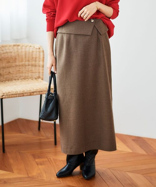 le.coeur blanc（ルクールブラン）の「裏起毛チェックストレートスカート（スカート・レディース・ベージュ系その他2/ブラウン系その他2・36/38）」の8枚目の写真
