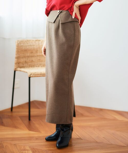 le.coeur blanc（ルクールブラン）の「裏起毛チェックストレートスカート（スカート・レディース・ベージュ系その他2/ブラウン系その他2・36/38）」の9枚目の写真