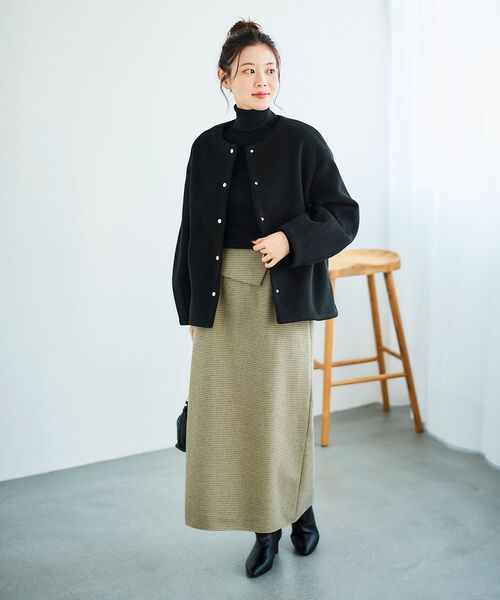 le.coeur blanc（ルクールブラン）の「裏起毛チェックストレートスカート（スカート・レディース・ベージュ系その他2/ブラウン系その他2・36/38）」の21枚目の写真