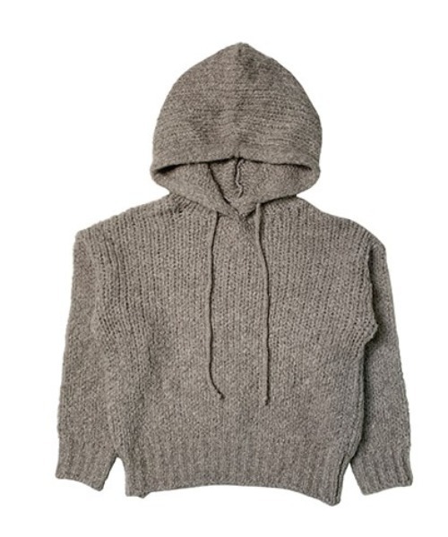 anyonemore（エニワンモア）の「ウール混フード付きルーズニット（パーカー・レディース・アイボリー/グレー・FREE）」の8枚目の写真