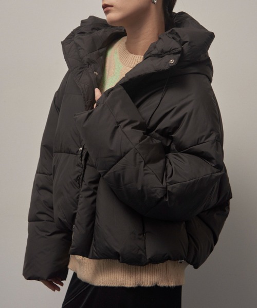 フード付き中綿パフブルゾン（ダウンジャケット/コート）｜Solace